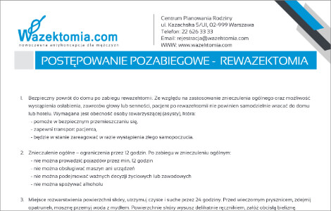 Instrukcje po zabiegu